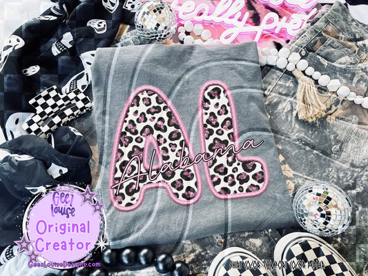 Leopard Appliqué State Bundle – All 50 States PNG