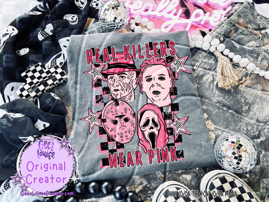 Real Killers Wear Pink – Horror Icons Digital Design (PNG)