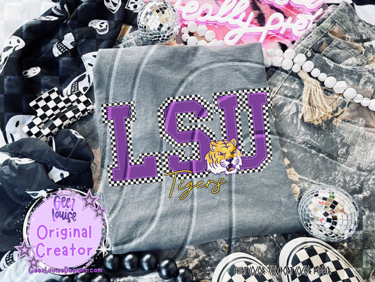 LSU Tigers Faux Jersey Digital Design | Purple & Gold Checkered Sublimation