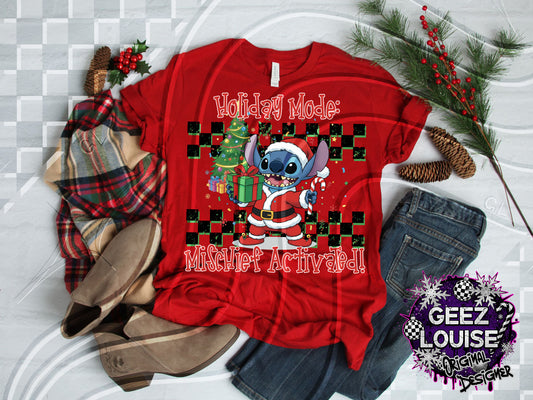 Holiday Mode: Mischief Activated Digital Design | Christmas Stitch-Inspired PNG