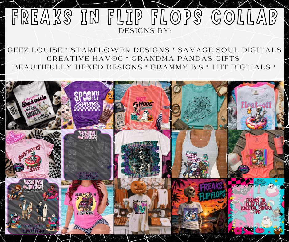 Freaks in Flip Flops Digital Design Collab | Spooky Summer PNG Bundle
