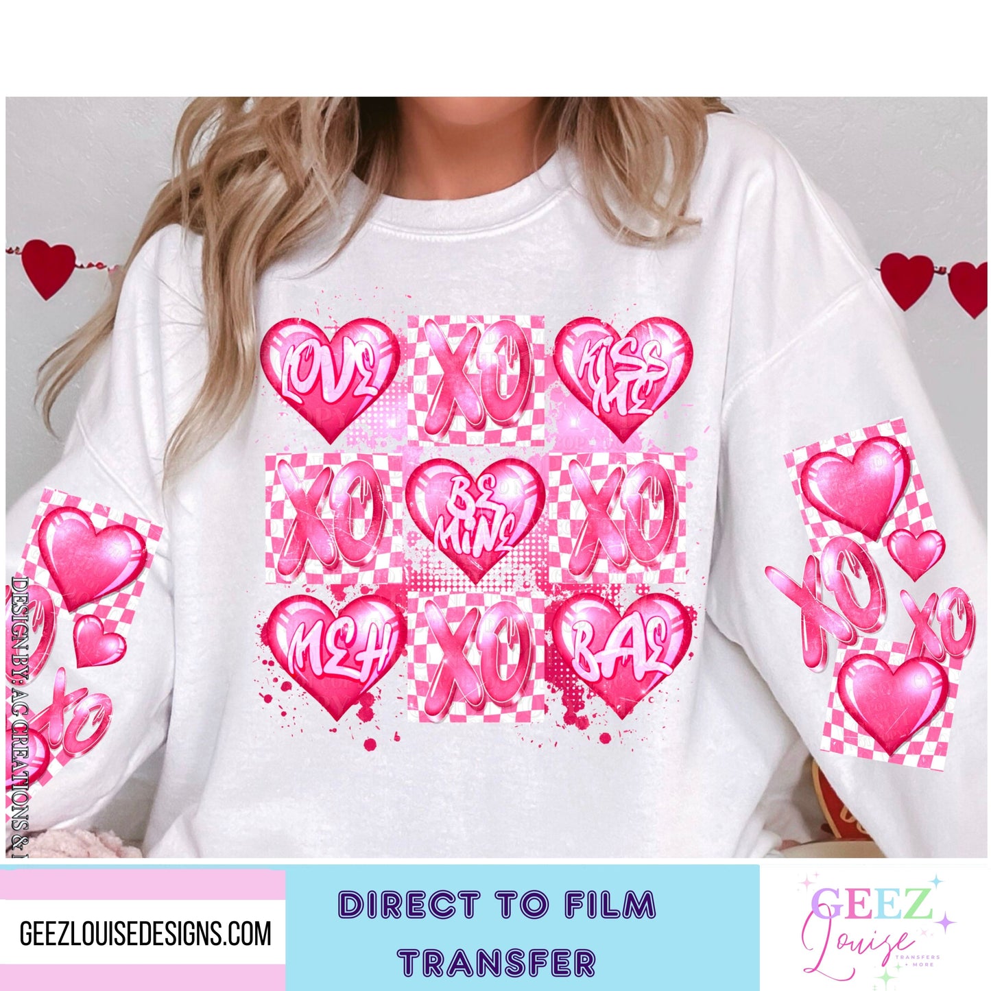 Love hearts Valentines- Direct to Film Transfer - made to order