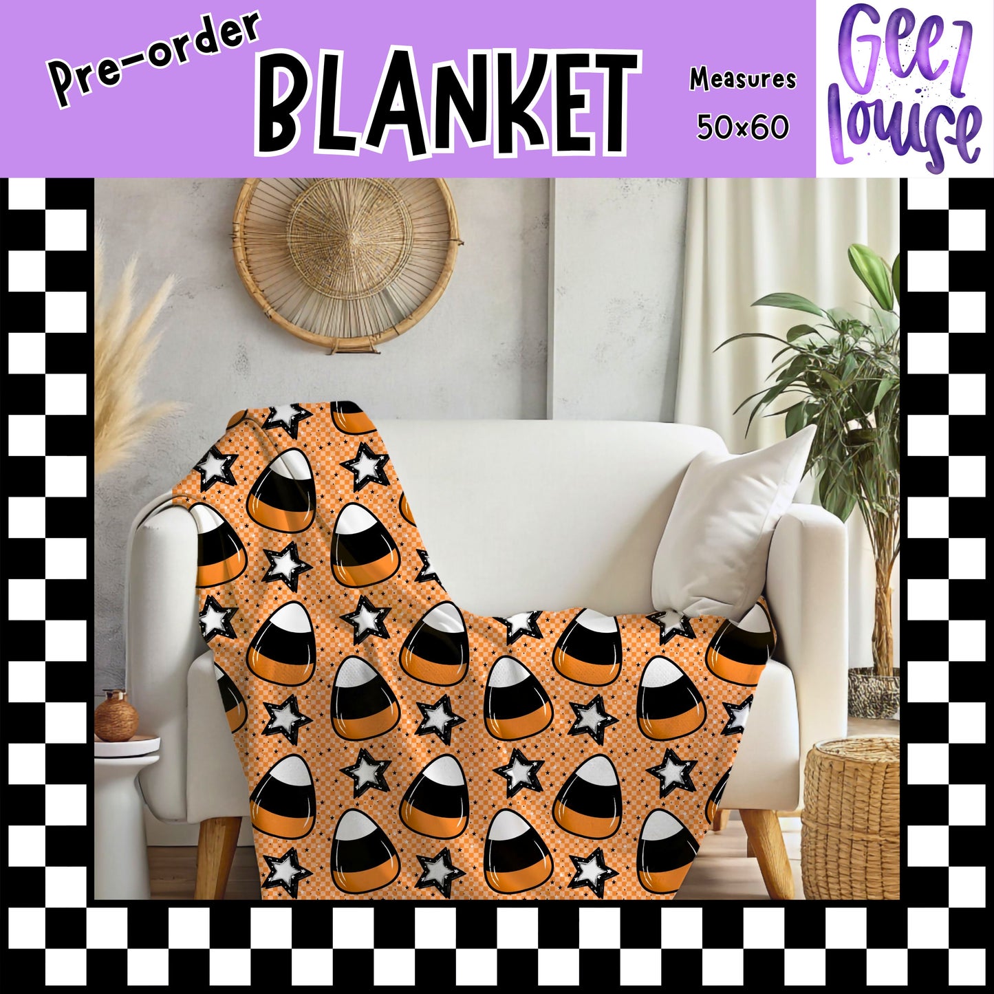 Candy Corn Stars – 50x60 Super Soft Throw Blanket (Pre-Order)