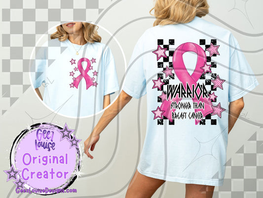 Warrior Stronger Than Breast Cancer Digital Design | Pink Ribbon Awareness