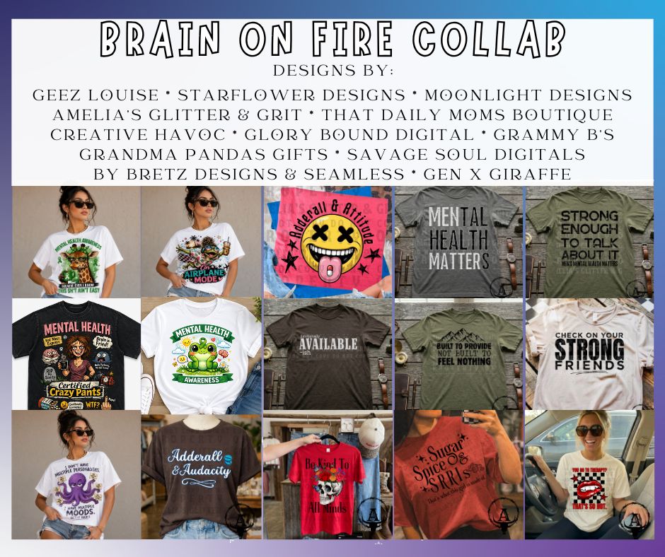 Brain On Fire | Mental Health Collab PNG Bundle