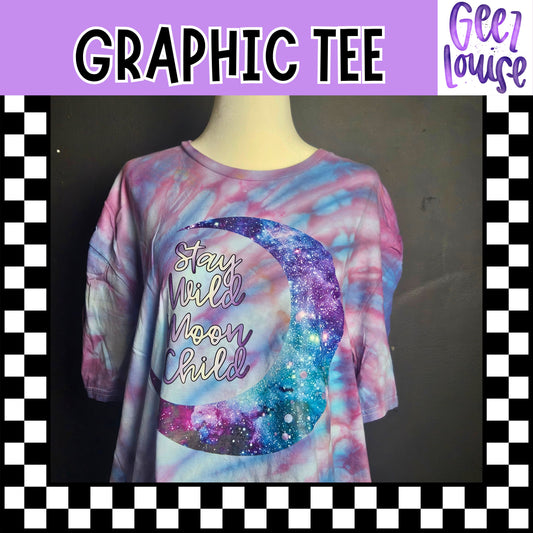 🌙 Stay Wild Moon Child - Hand Dyed Graphic Tee– Ready to Ship
