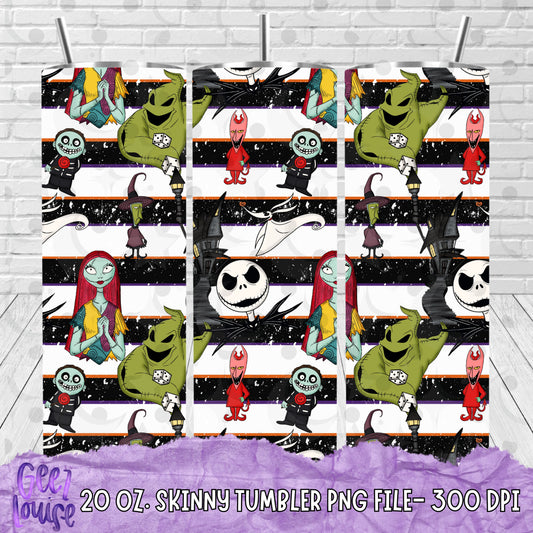 Spooky Stripe Halloween Tumbler PNG | 20 oz Skinny Tumbler Wrap