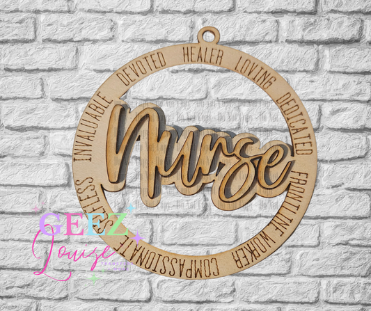 Nurse laser cut wooden ornament - made to order