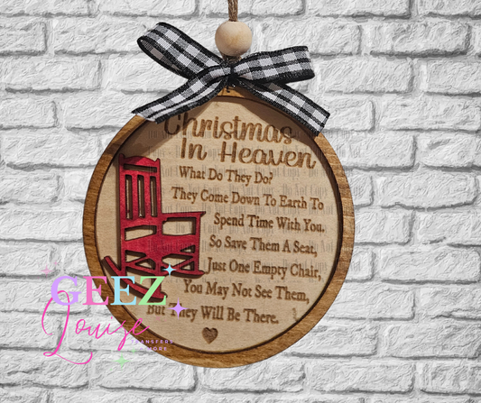 Christmas in Heaven laser cut wooden ornament - made to order