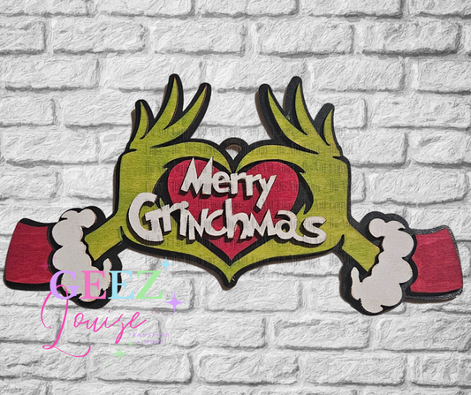 Merry Grinchmas laser cut wooden ornament - made to order