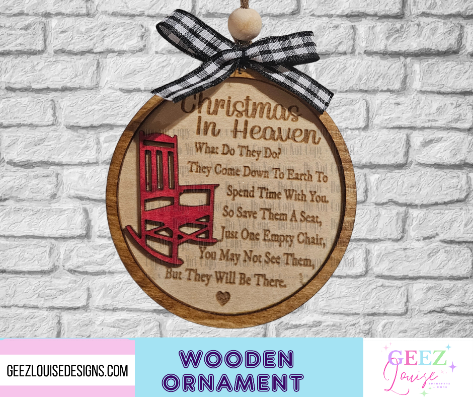 Christmas in Heaven laser cut wooden ornament - made to order