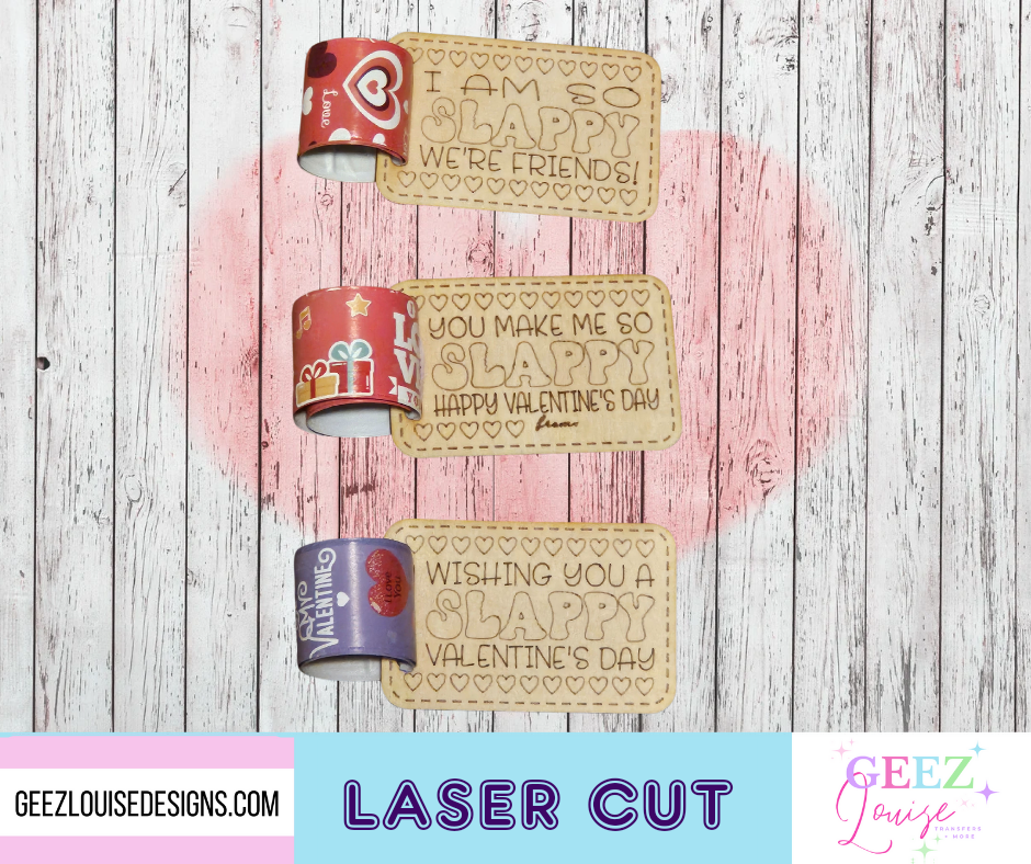 Valentine's slap bracelet favors- 3 pack- laser cut wooden  - made to order