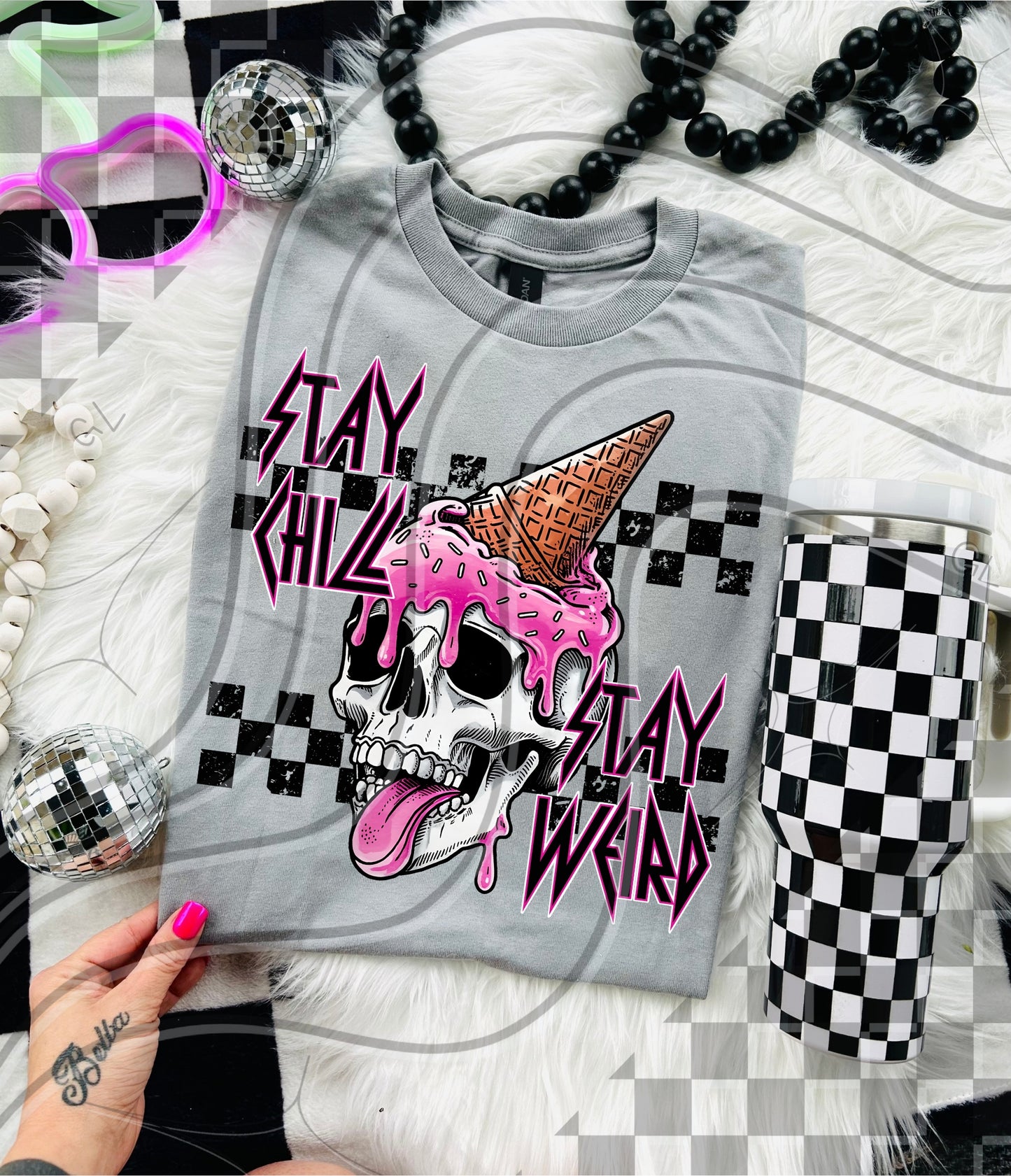 Stay Chill Stay Weird – Ice Cream Skull Sublimation Design