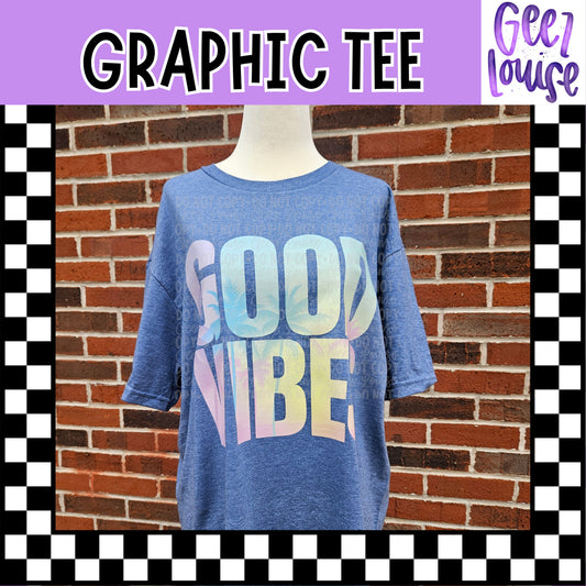 Good Vibes Retro Graphic Tee | Pastel Summer Beach Shirt