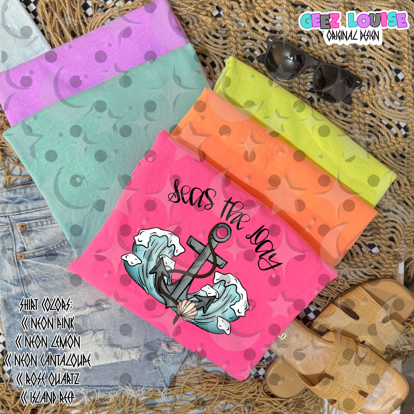 Seas the Day PNG | Anchor & Wave Beach Design | Coastal Summer Sublimation PNG | Nautical Graphic