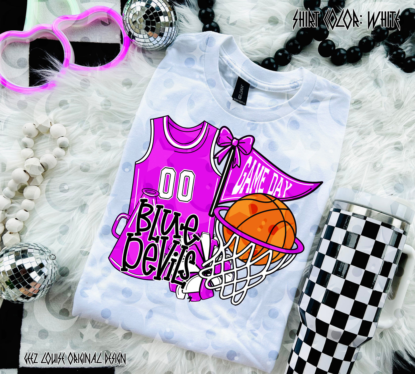 Basketball Game Day Digital Design | Custom Team Spirit PNGs (100+ Teams) - Pink