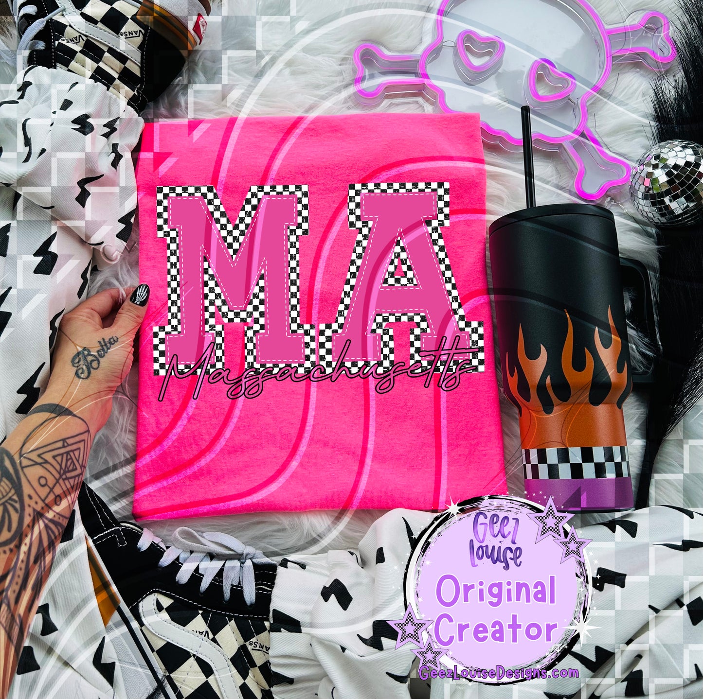 Pink Checkered States Digital Design | 50 States |  PNG