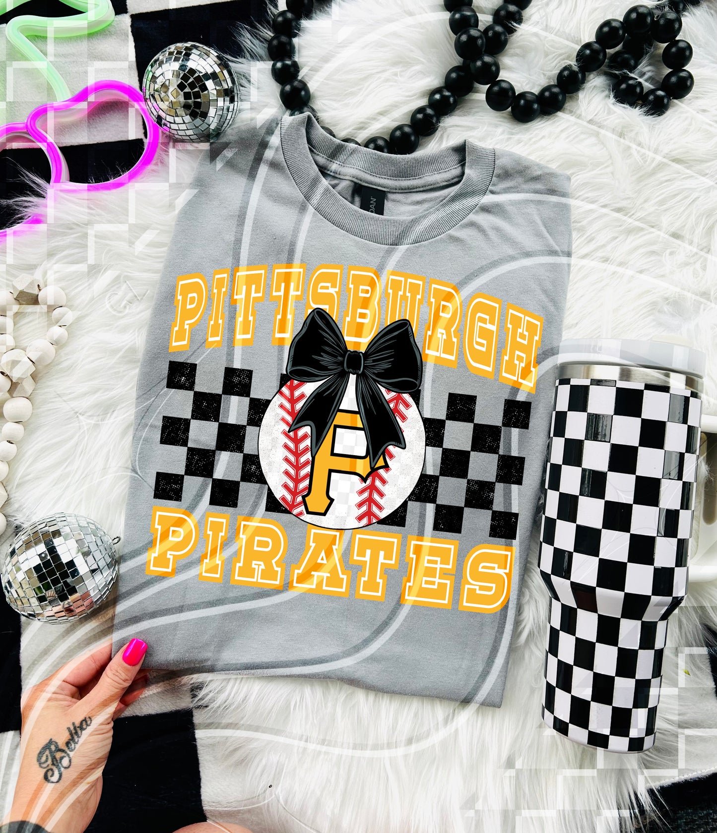 Baseball Spirit Design | Checkerboard Bow | 30 Team Options - Digital Download- PNG