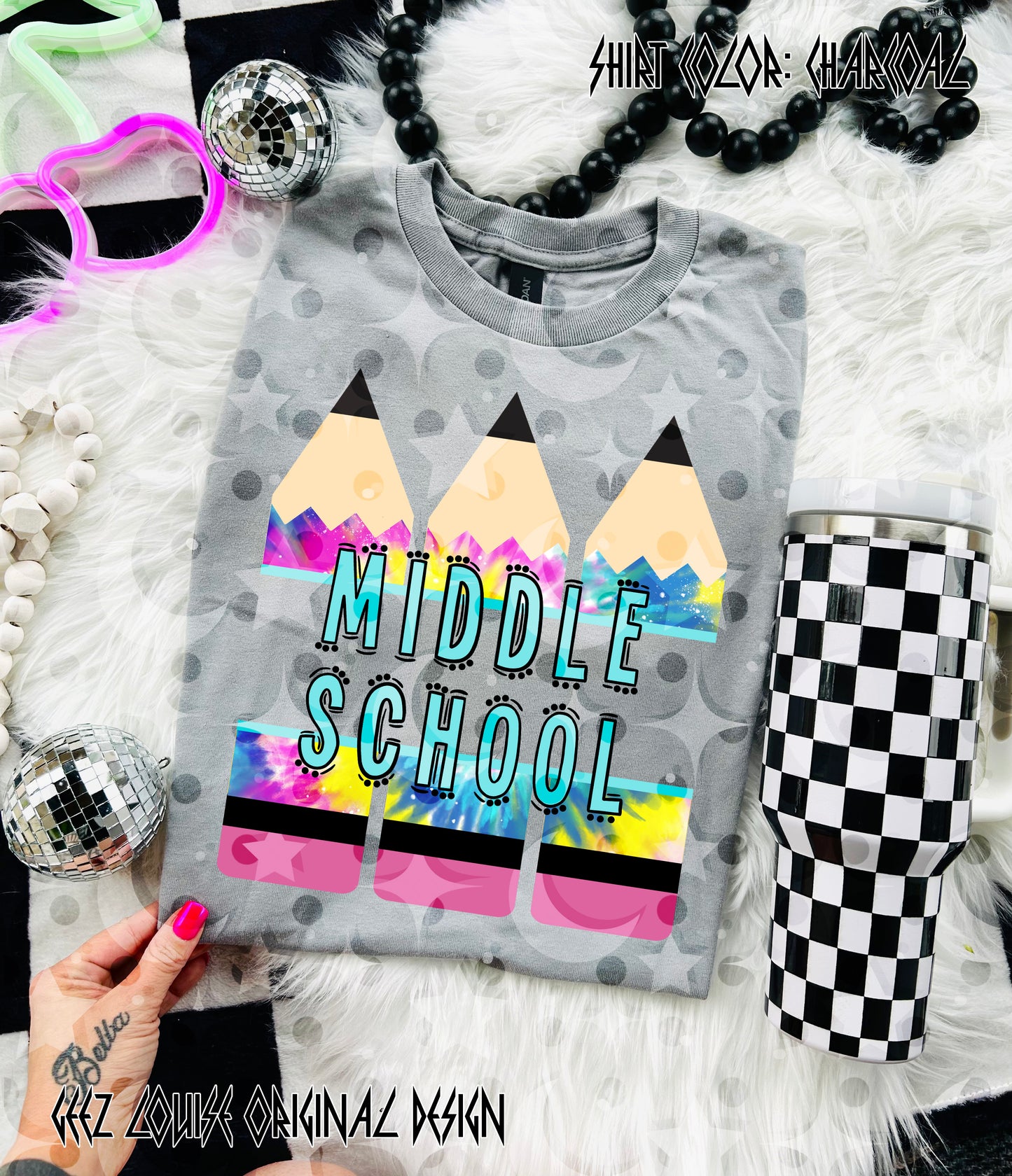 Tie Dye Pencil — Teacher & Grade PNG (multiple options!)