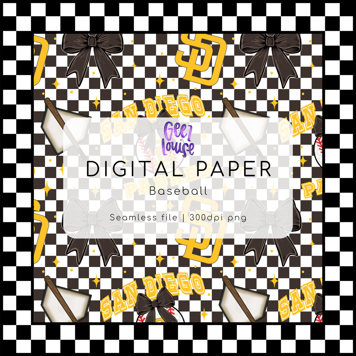 Baseball Checkered Seamless | 30 Team Options - Digital Download- PNG ...