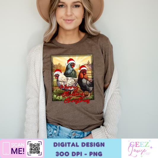 Merry Clucking Christmas Chickens  - Digital Download- PNG