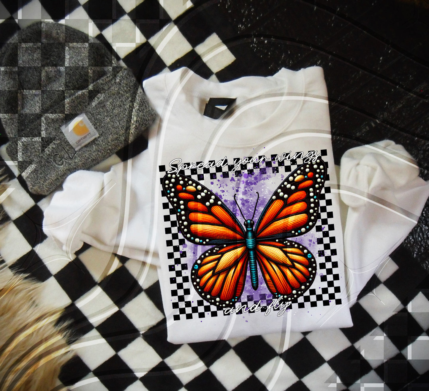 Spread your wings and fly - faux embroidery - Digital Download- PNG - 300 DPI