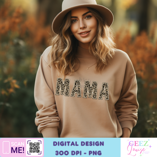 Mama leopard Faux sequin faux embroidery - Digital Download- PNG