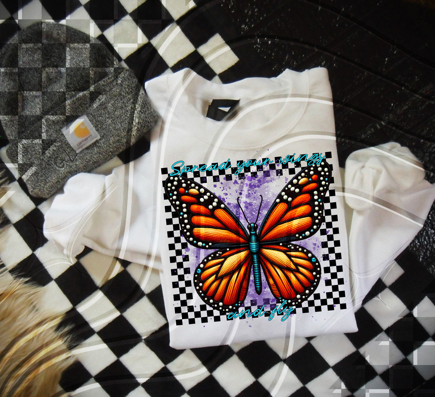 Spread your wings and fly - faux embroidery - Digital Download- PNG - 300 DPI