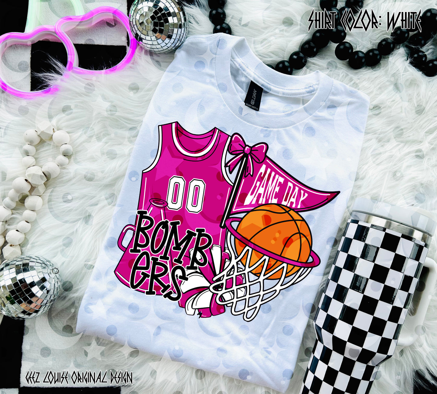 Basketball Game Day Digital Design | Custom Team Spirit PNGs (100+ Teams) - Dark Pink