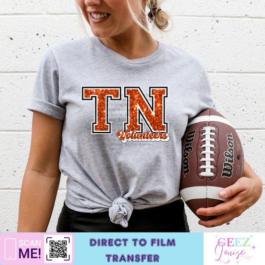 Tennessee faux embroidery sequin- Direct to Film Transfer - made to order