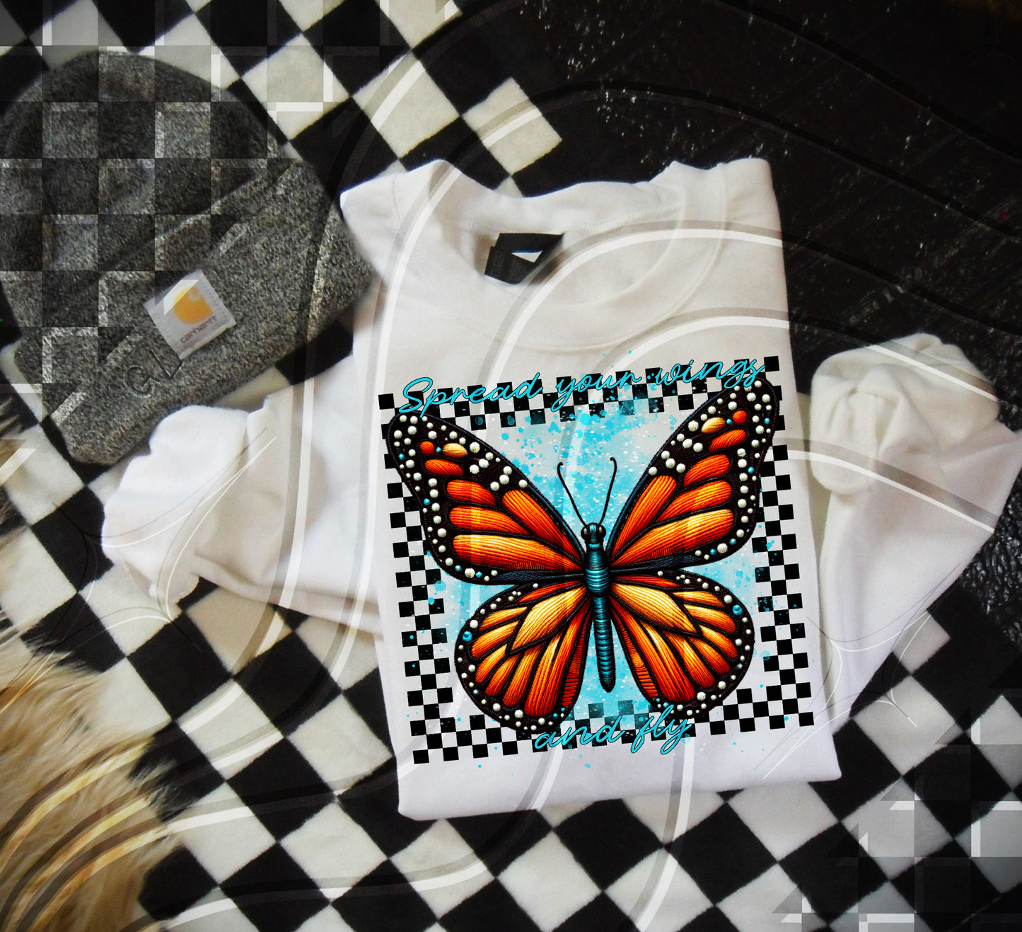 Spread your wings and fly - faux embroidery - Digital Download- PNG - 300 DPI