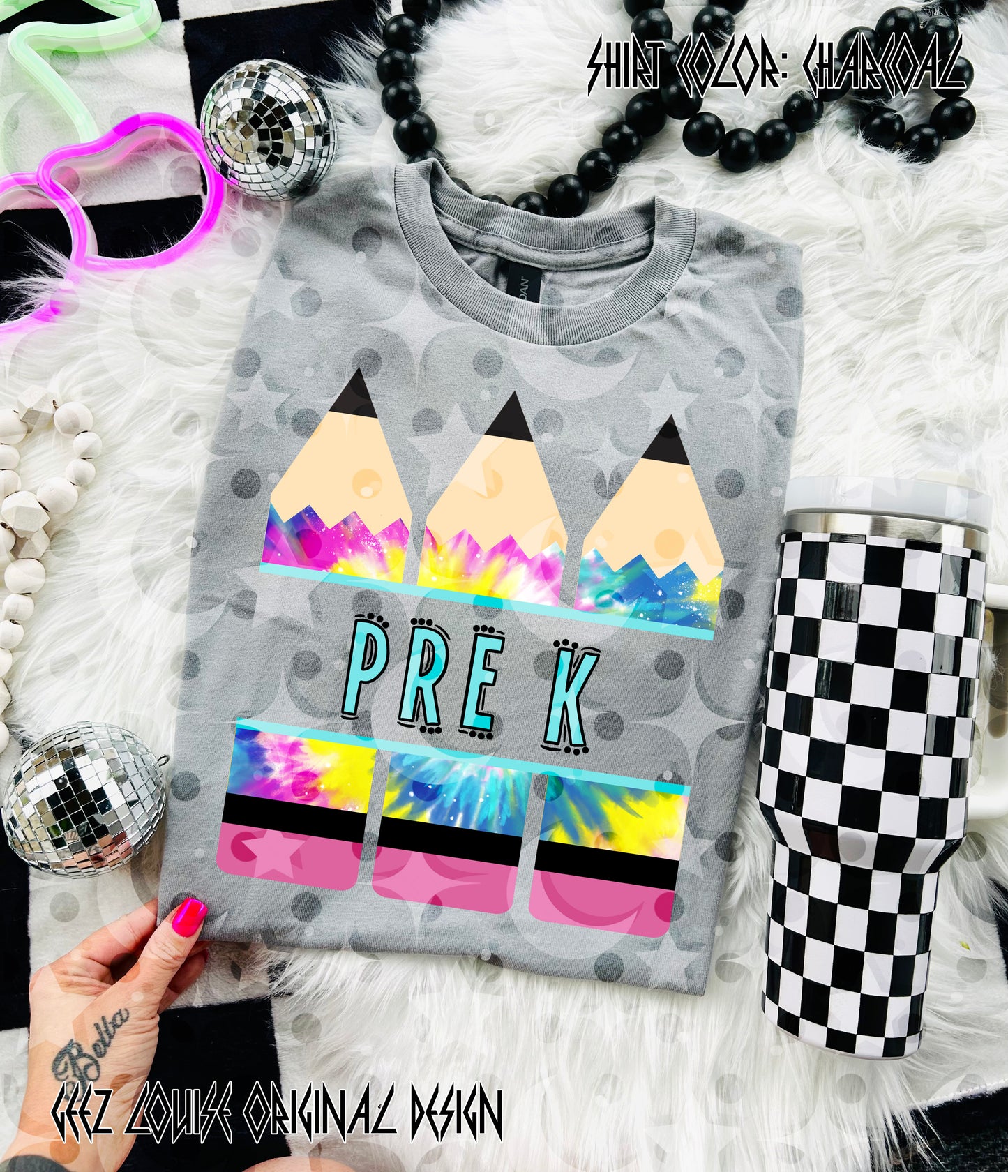 Tie Dye Pencil — Teacher & Grade PNG (multiple options!)