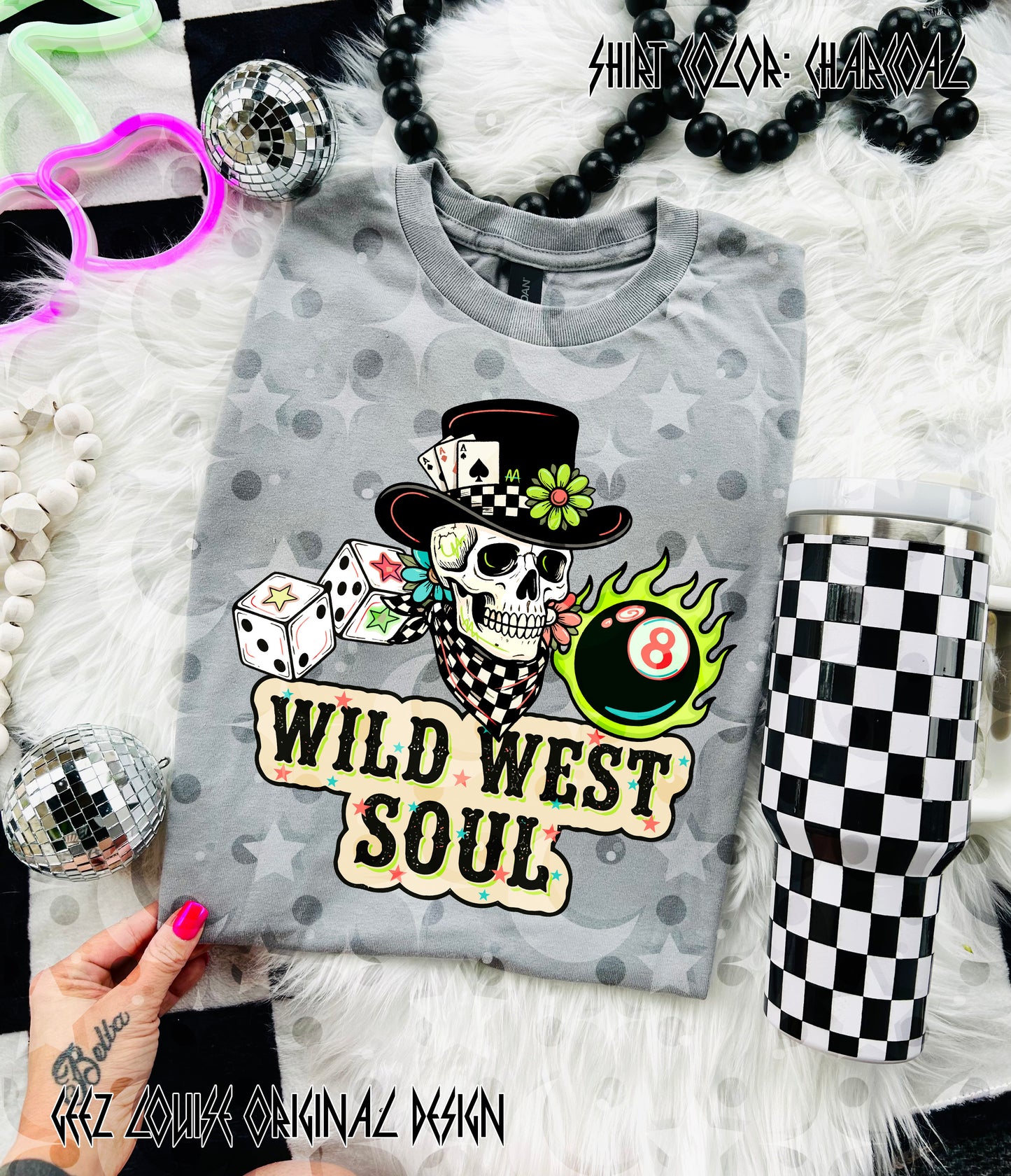 Wild West Soul Digital Design – Western Skull, Dice & 8 Ball PNG