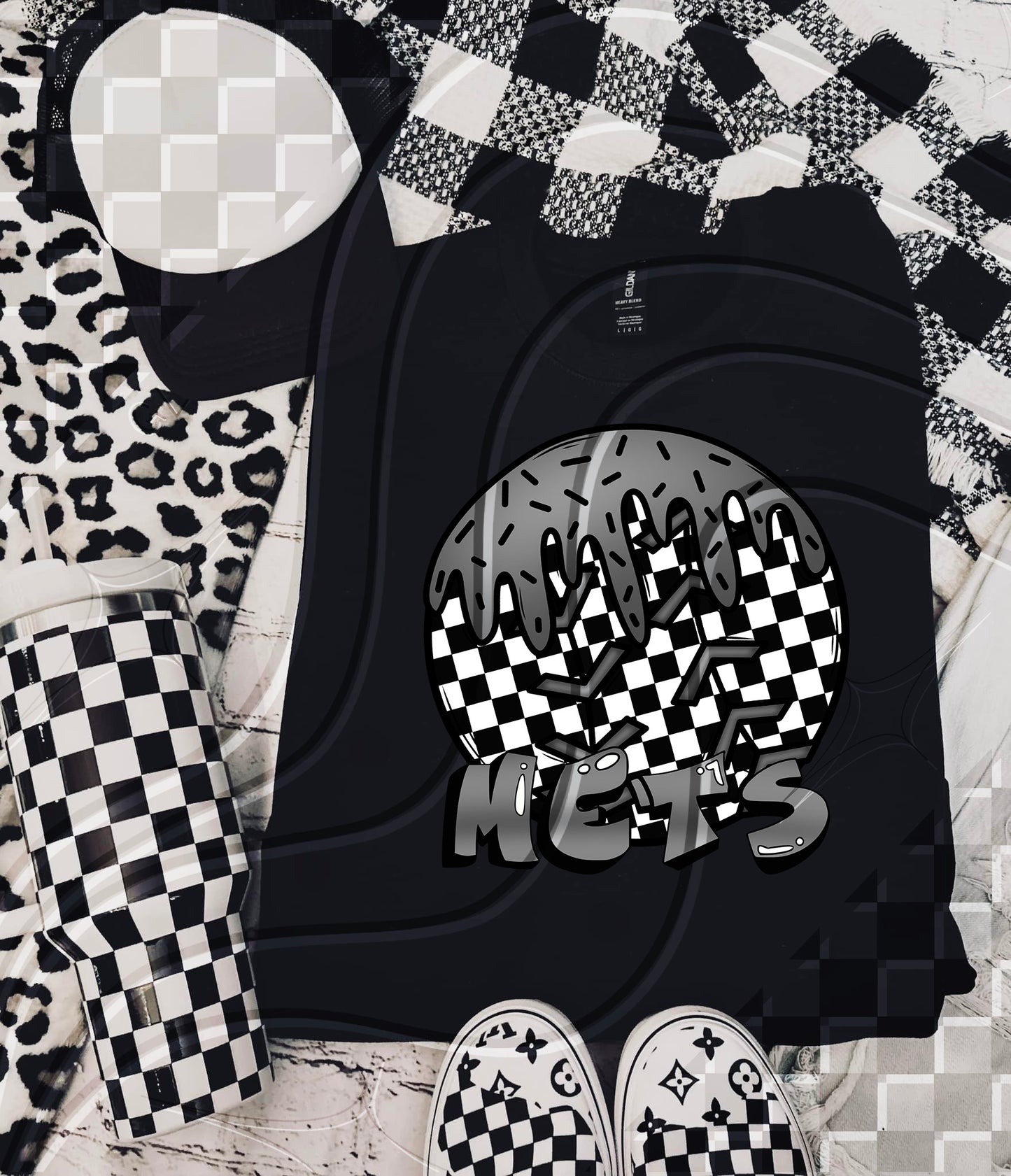 Team Baseball Drip Greyscale style - Digital Download- PNG