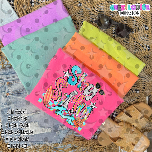 Stay Salty PNG | Retro Beach Summer Design | Surf, Waves & Coastal Sublimation PNG