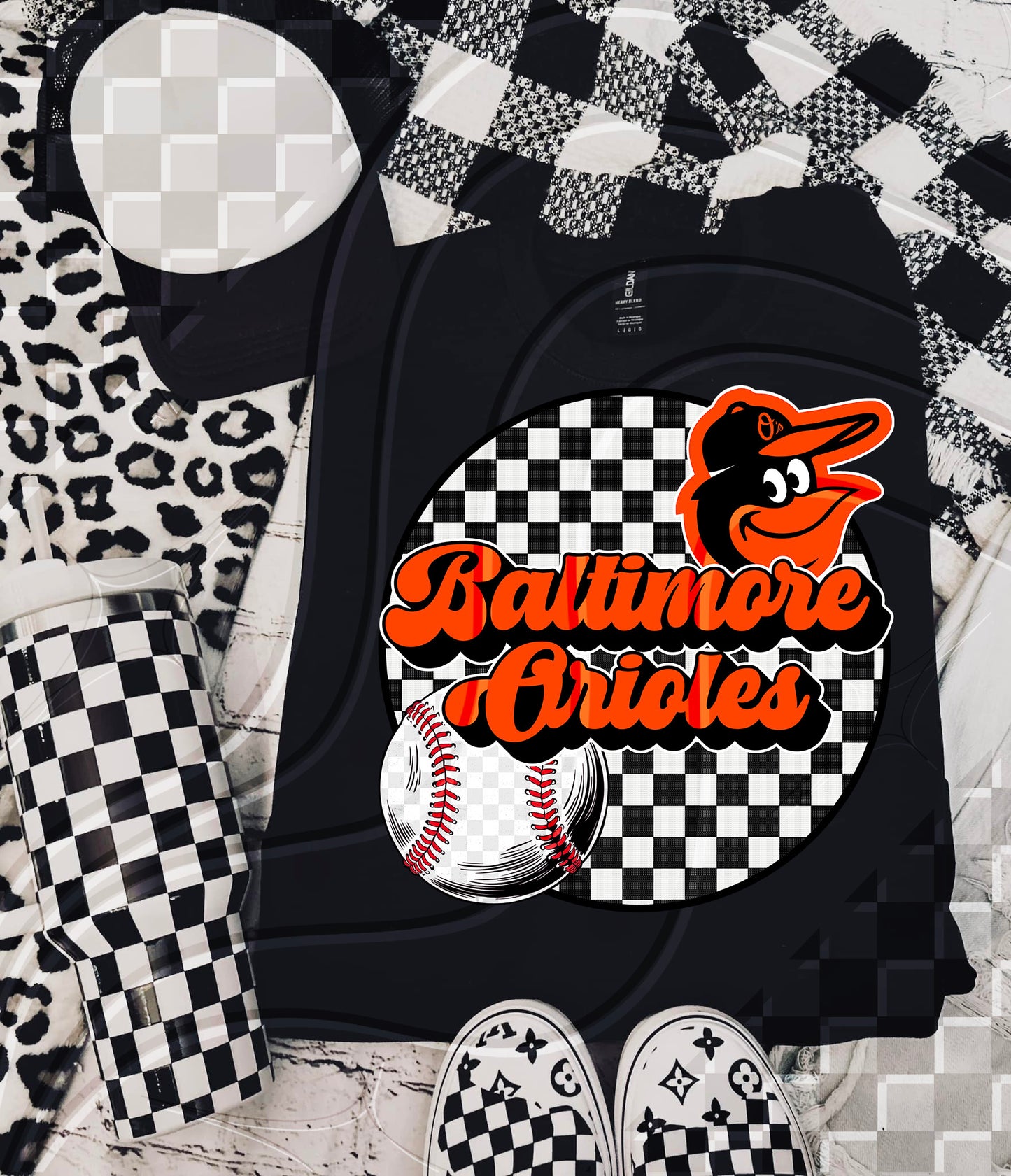 Checkered Spirit Baseball Circle | 30 Team Options - Digital Download- PNG