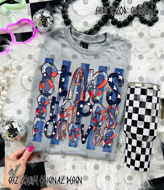 Stars Stripes Forever PNG | Patriotic Red White Blue Shirt Design | 4th of July Sublimation File