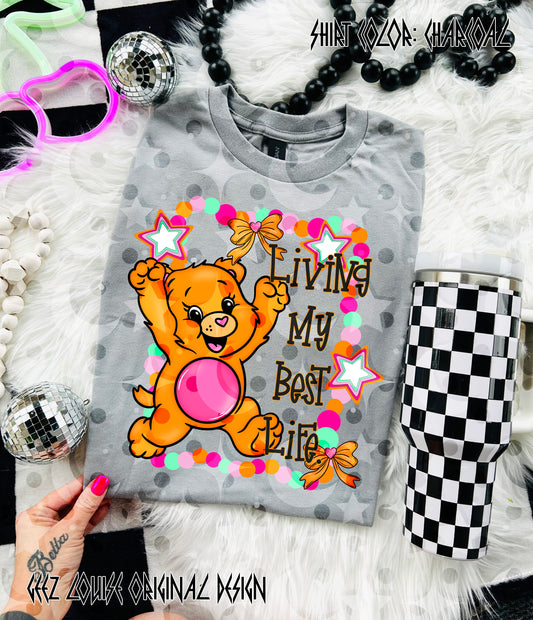 Livin’ My Best Life – Retro Bear PNG