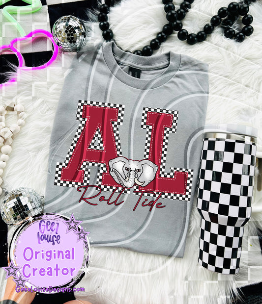 Alabama Crimson Tide | Checkerboard Letters Roll Tide Game Day Digital Design