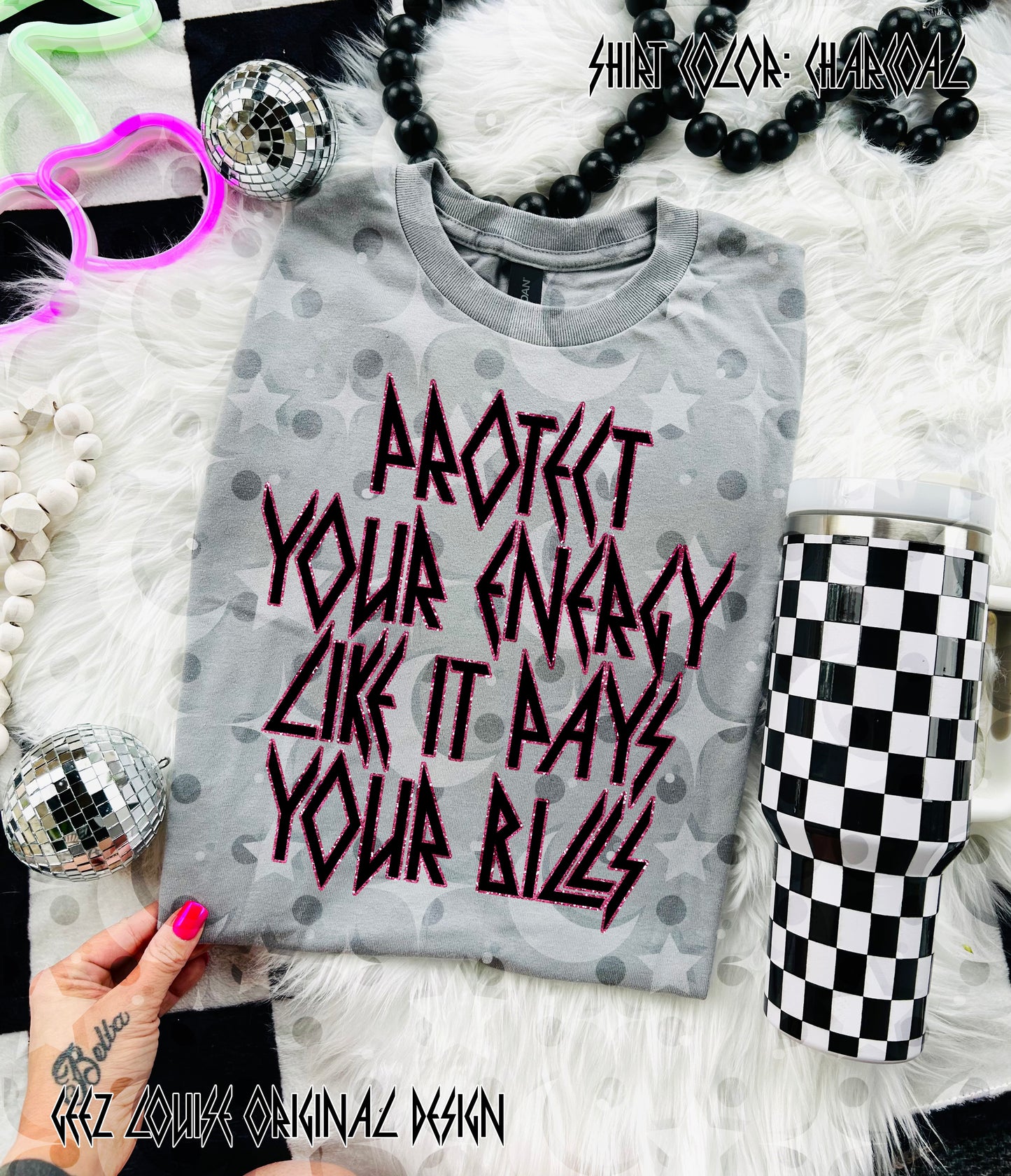 Protect Your Energy Digital Design – Bold Lightning Typography Quote Graphic