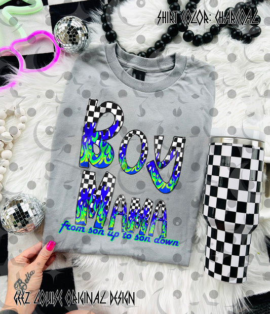 Boy Mom PNG | Boy Mama & Boy Mom Designs | Checkered Flame Sublimation Files