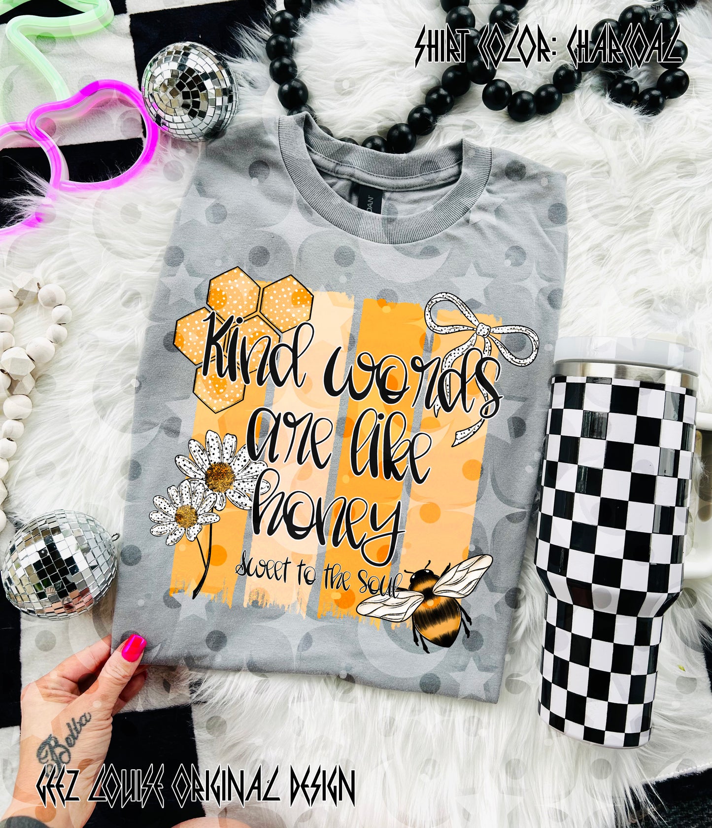 Kind Words Are Like Honey – Inspirational Bee Digital Design PNG