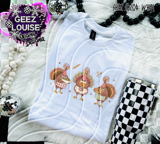 Turkey Trio Baking Pies | Thanksgiving Digital Design
