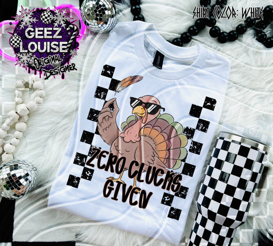 Zero Clucks Given | Funny Cool Turkey Thanksgiving Digital Design