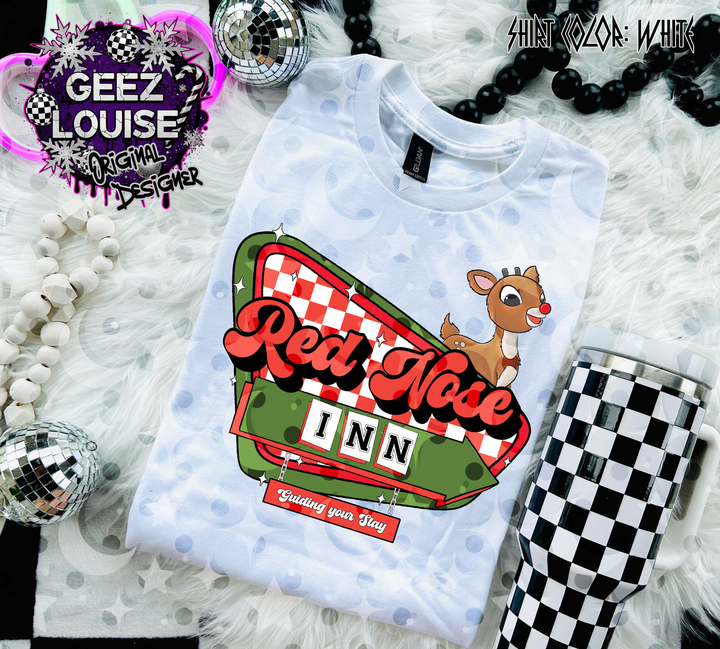 Red Nose Inn – Retro Rudolph Christmas Motel Sign Digital Design PNG