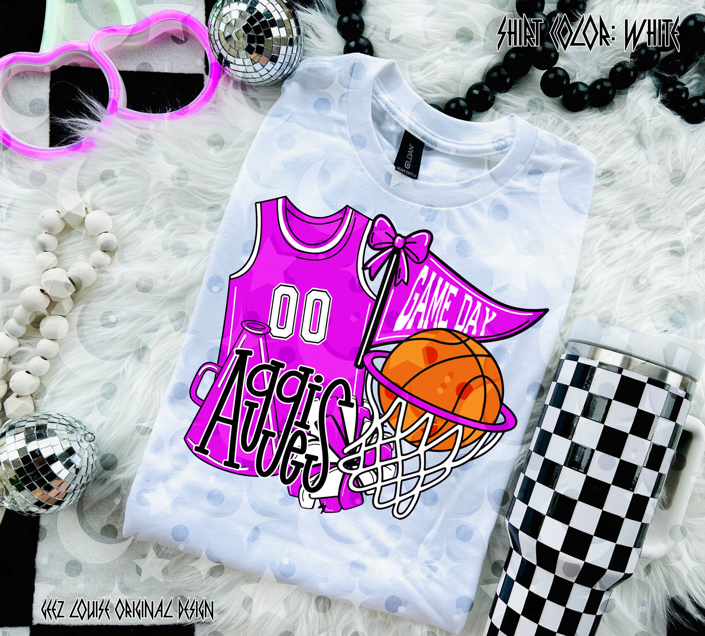 Basketball Game Day Digital Design | Custom Team Spirit PNGs (100+ Teams) - Pink