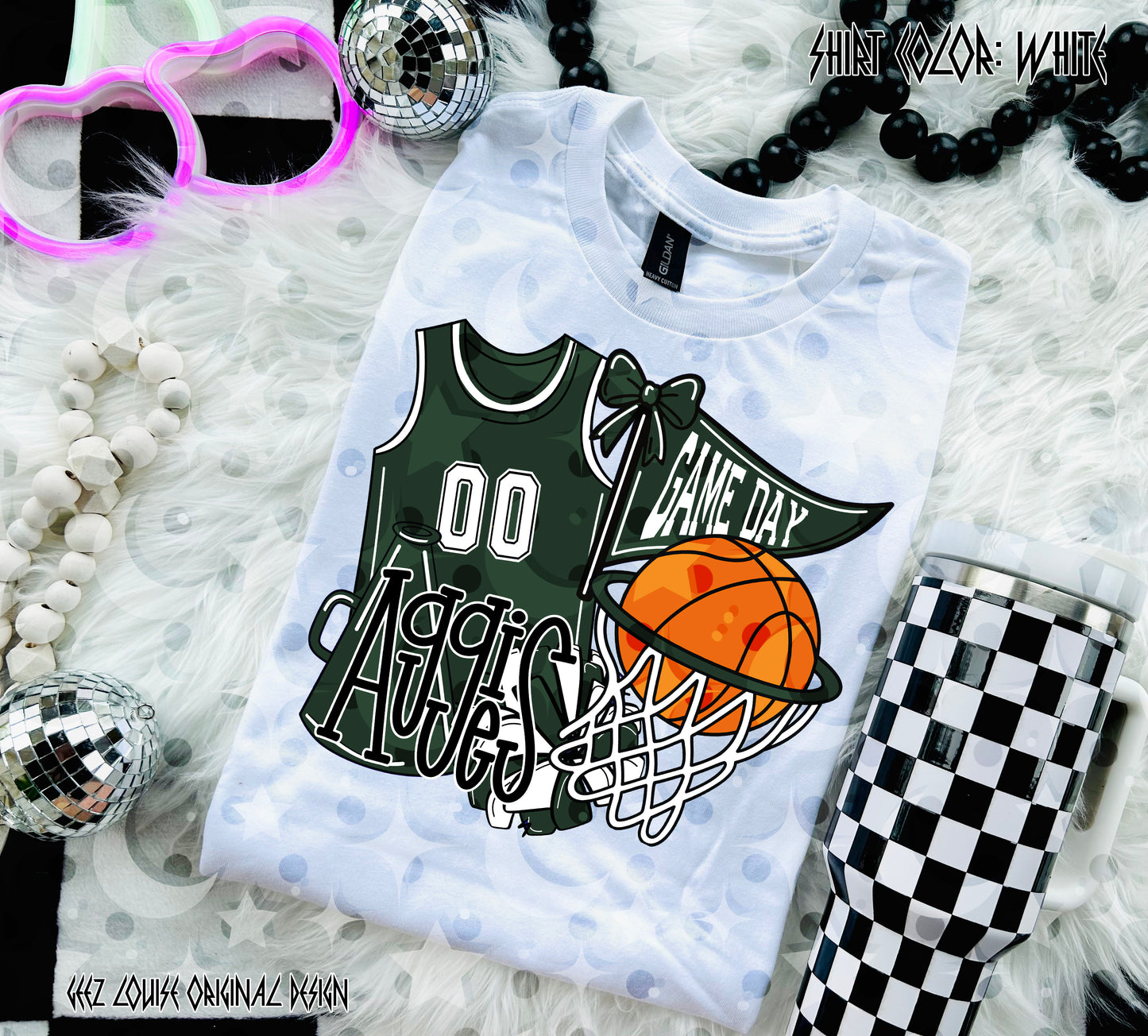 Basketball Game Day Digital Design | Custom Team Spirit PNGs (100+ Teams) -Dark Green