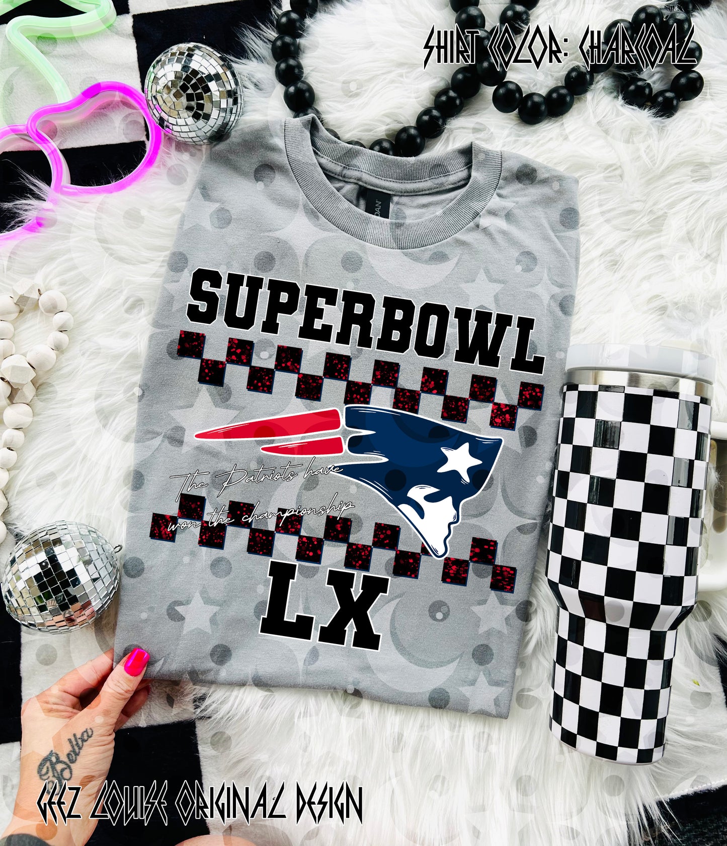 Big Game LX Championship Digital Design | Retro Checker Football Mascot PNG