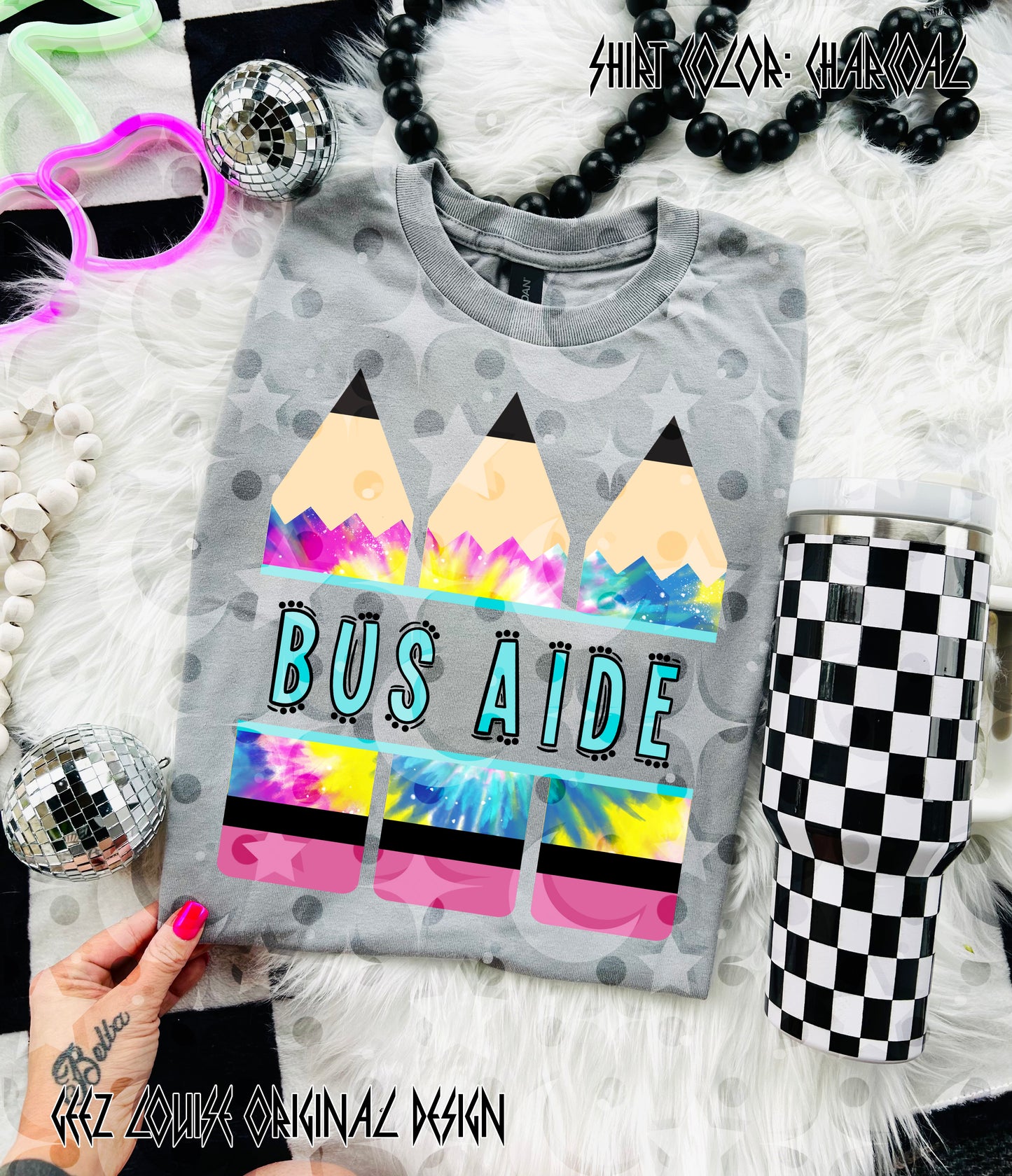 Tie Dye Pencil — Teacher & Grade PNG (multiple options!)