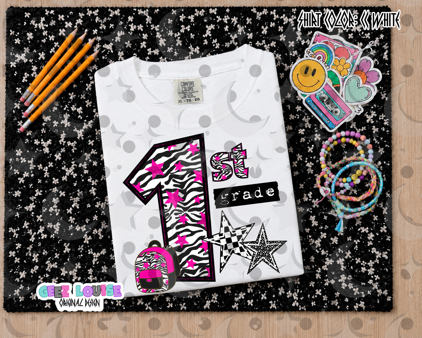 Retro Zebra pink School Grade PNG Bundle | Pre-K through 5th Grade Digital Design